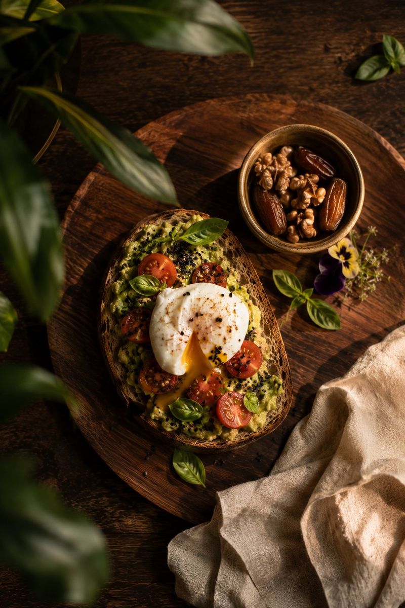 Tosta con aguacate, tomate y huevo poché